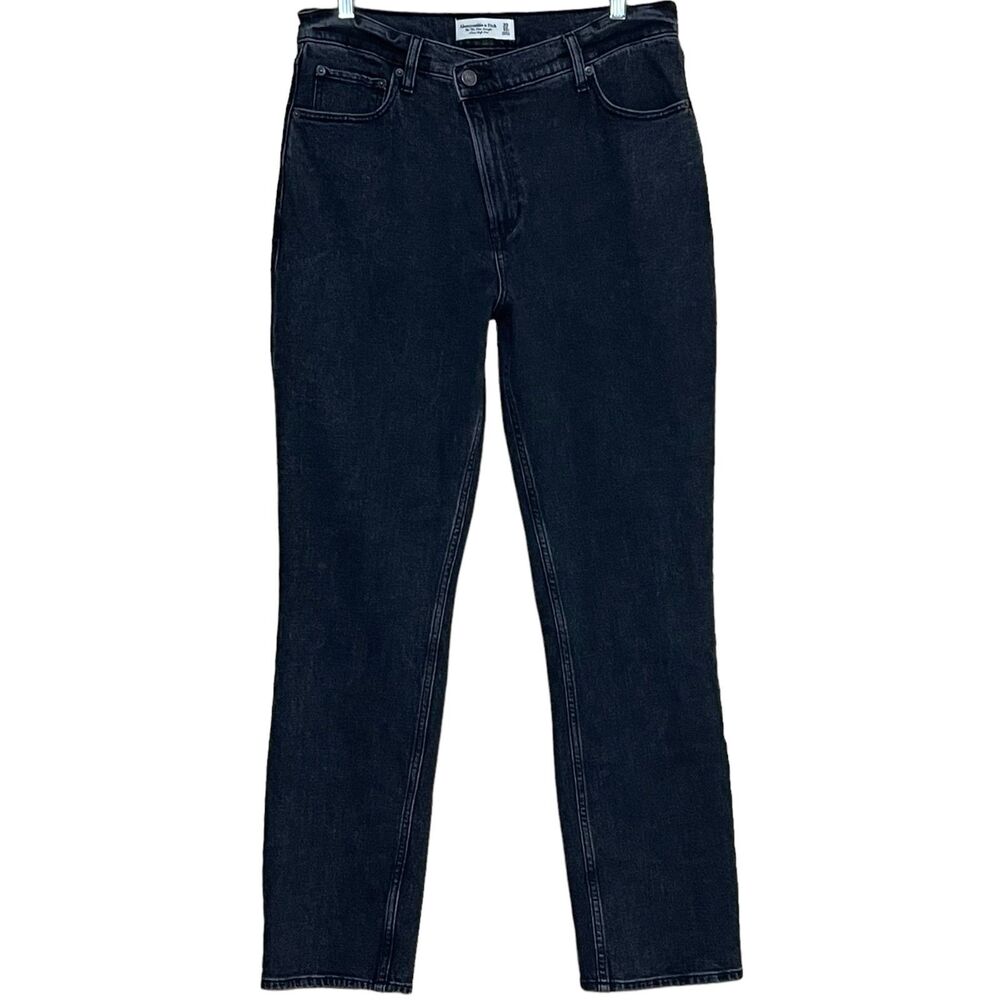 Abercrombie & Fitch The 90s Slim Straight Ultra High Rise Black Jeans Sz 30 10S